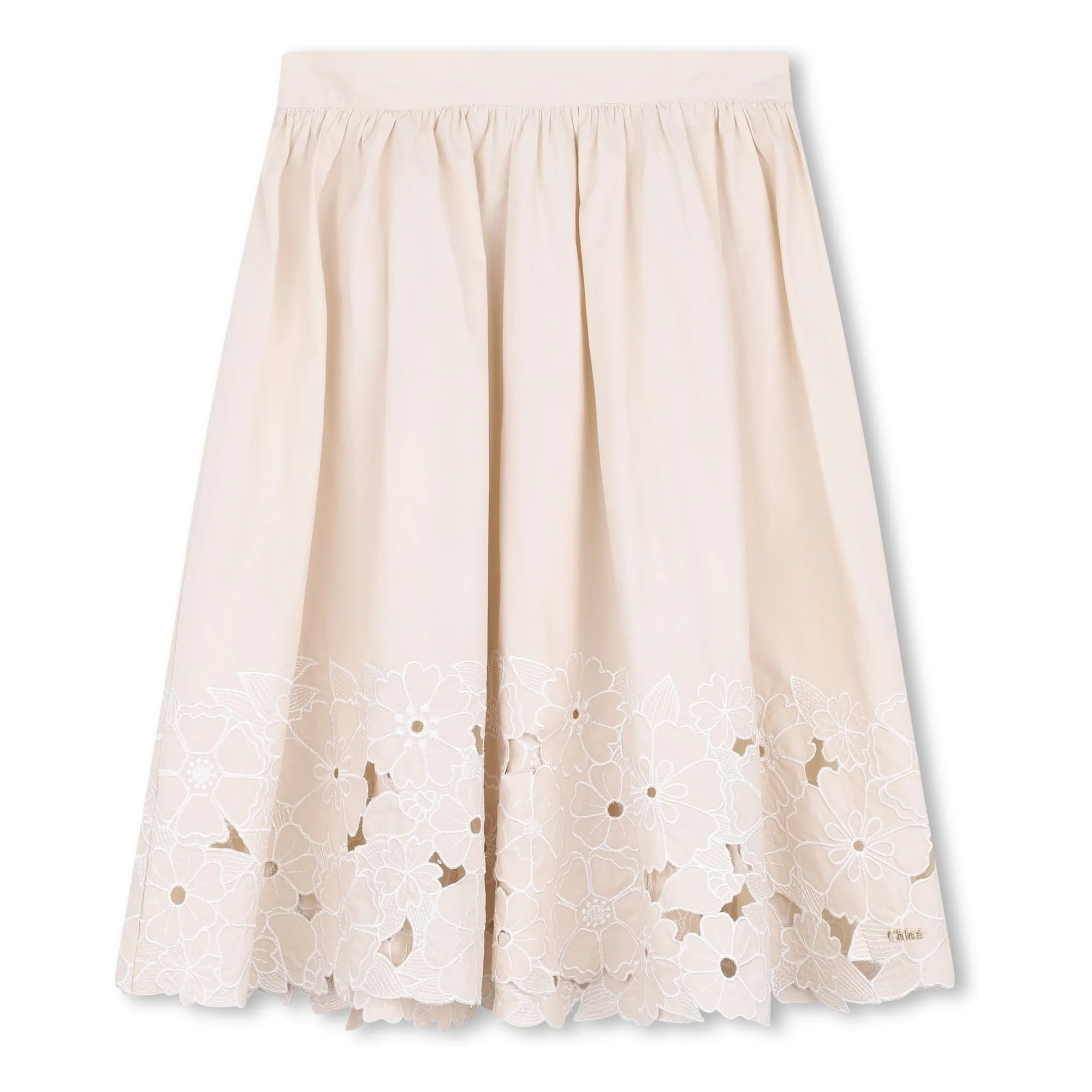 Chloé Pale Pink Organic Cotton Embroidered Skirt