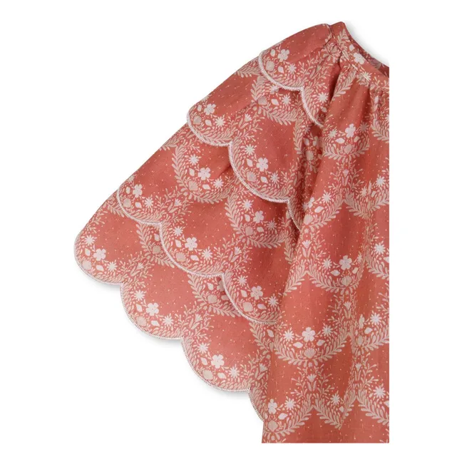 Blouse Volants Coton Bio | Rose pêche