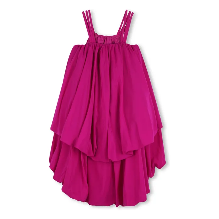 Vestido abullonado de crepé de seda | Rosa Fushia- Imagen del producto n°3