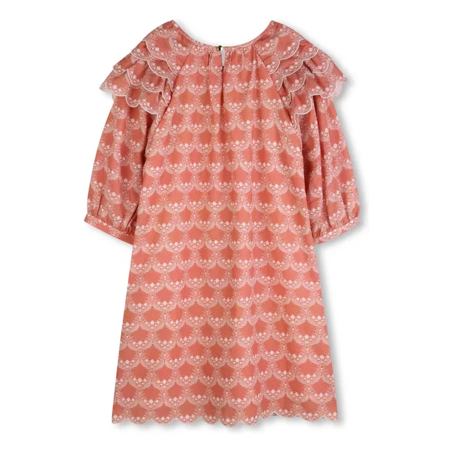 Robe Volants Coton Bio | Rose pêche