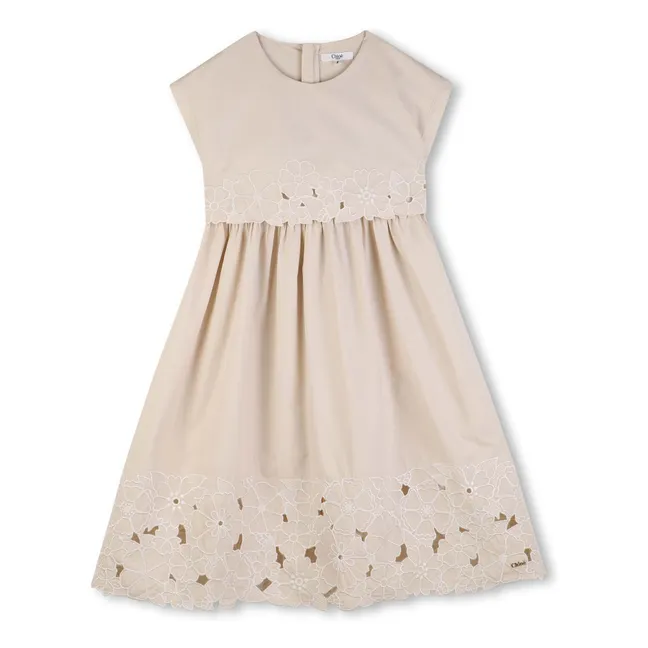 Vestido bordado de algodón orgánico | Rosa Pálido