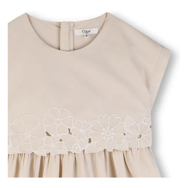 Robe Brodée Coton Bio | Rose pâle