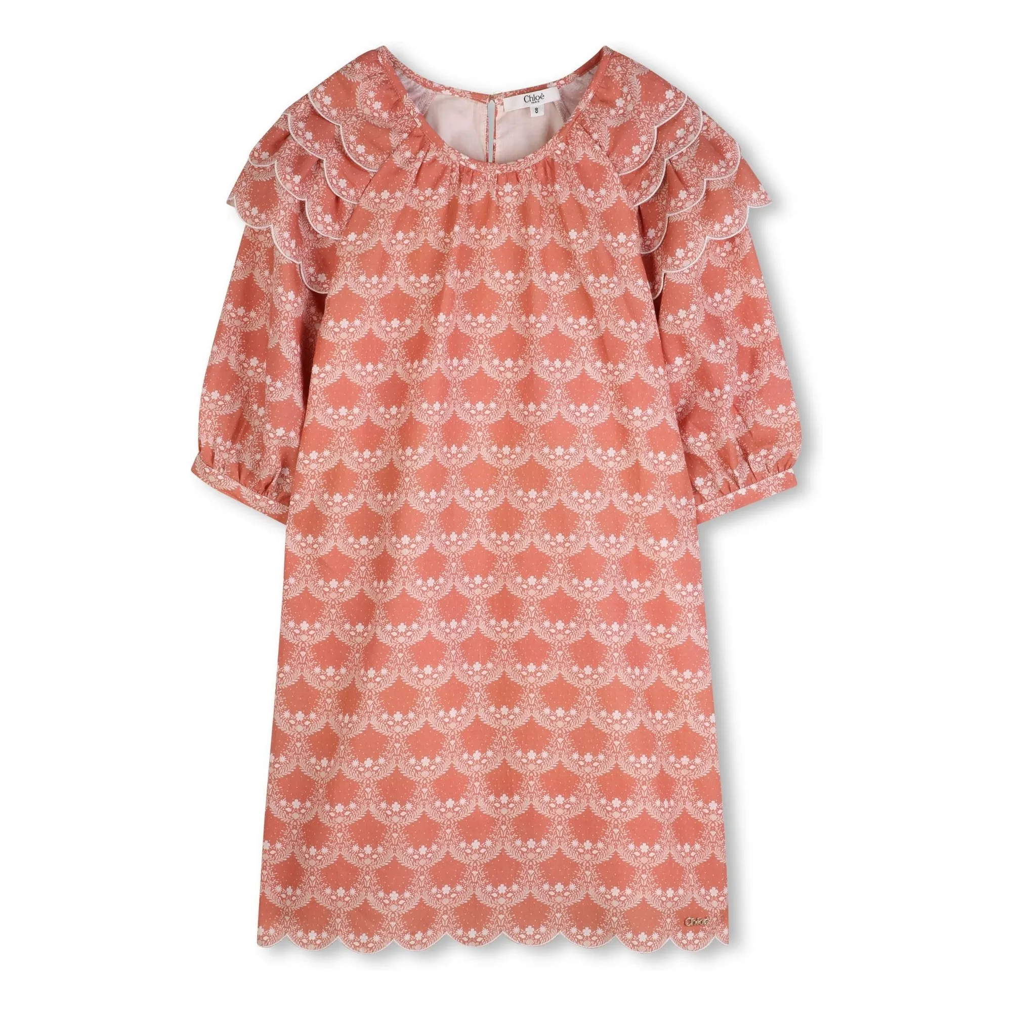 Chloé Women's Peach Organic Cotton Ruffled Dress