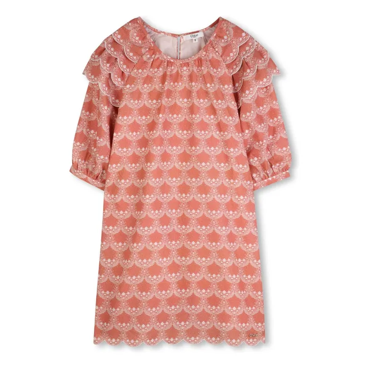 Organic cotton ruffled dress | Peach- Product image n°0