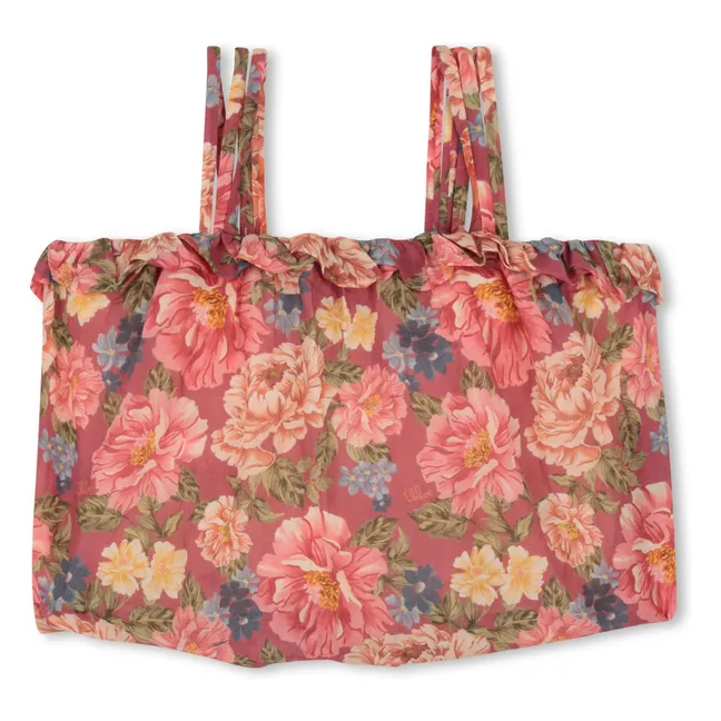 Top de flores de algodón ecológico | Rosa Viejo