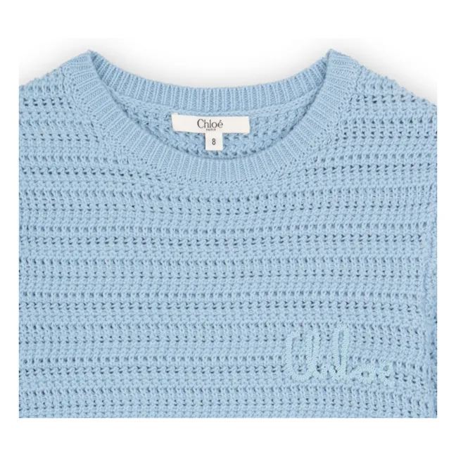 Camiseta de ganchillo de algodón ecológico | Azul