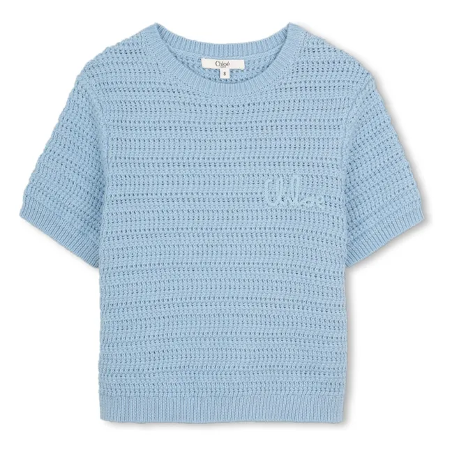 Häkel-T-Shirt aus Bio-Baumwolle | Blau