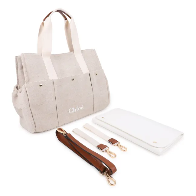 Bolso cambiador de yute | Blanco