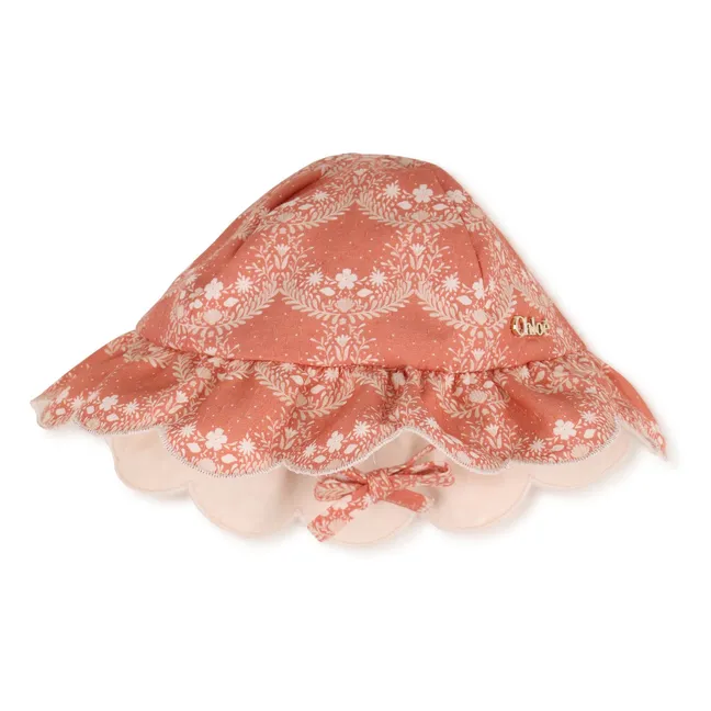 Conjunto de vestido y gorro de algodón ecológico | Rosa Melocotón