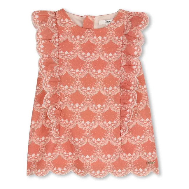 Organic cotton dress and hat set | Peach