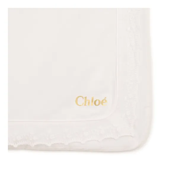 Conjunto de pijama y manta de algodón ecológico | Blanco