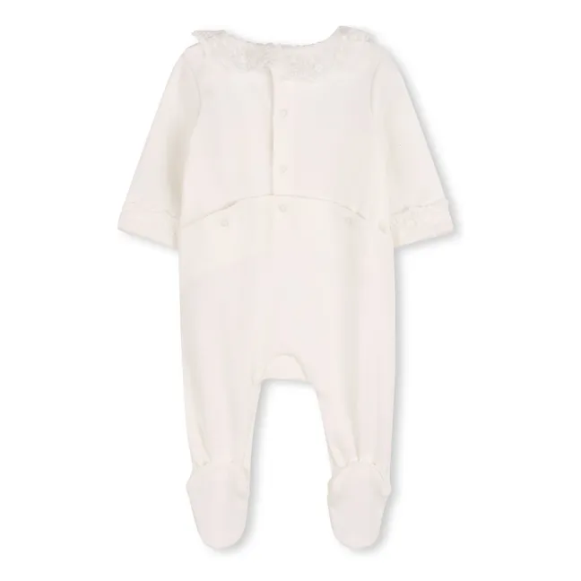 Conjunto de pijama y manta de algodón ecológico | Blanco