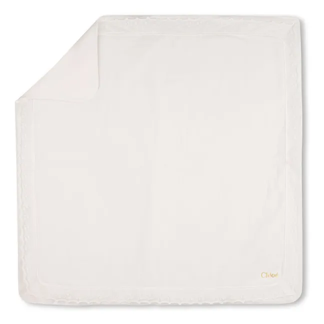 Conjunto de pijama y manta de algodón ecológico | Blanco