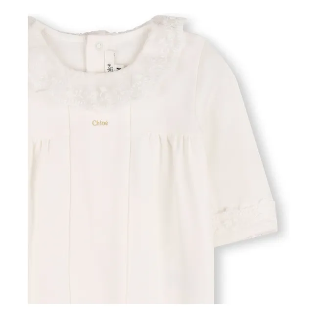 Conjunto de pijama y manta de algodón ecológico | Blanco