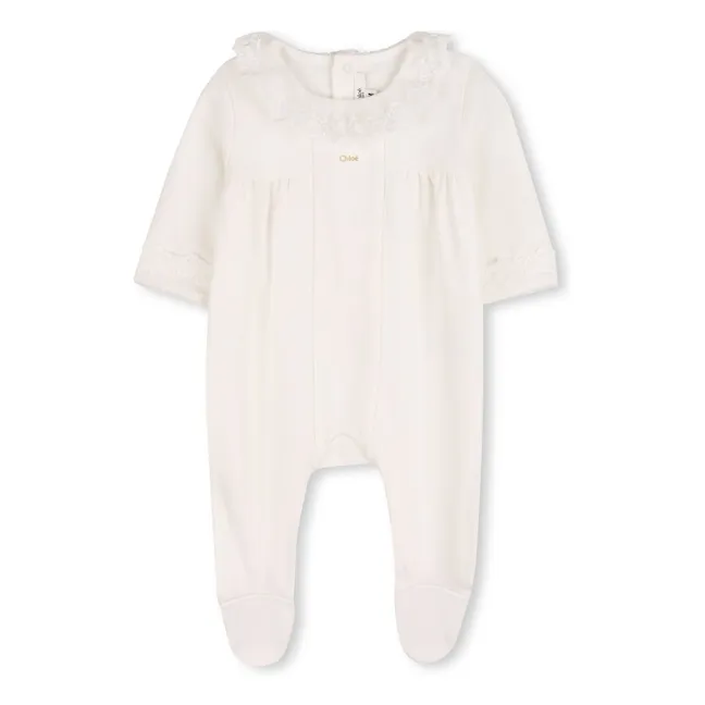 Conjunto de pijama y manta de algodón ecológico | Blanco