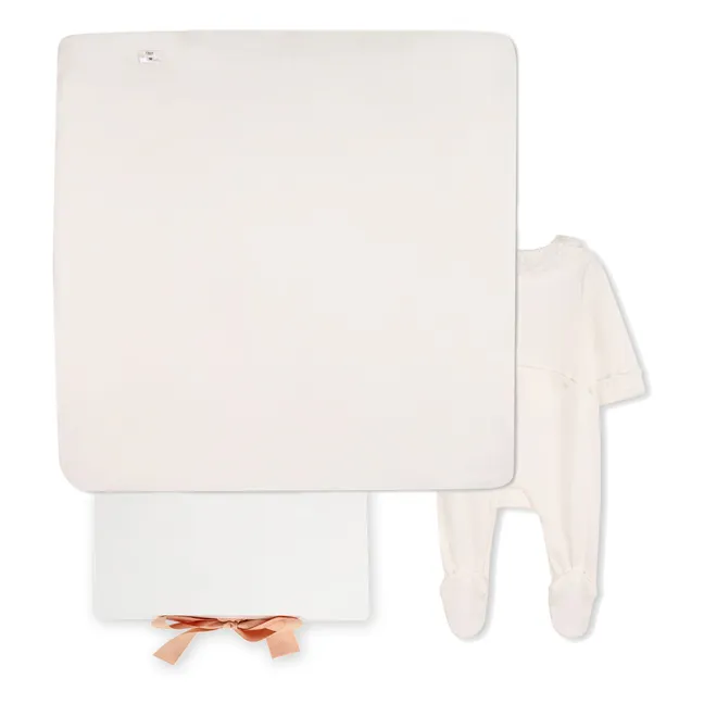 Conjunto de pijama y manta de algodón ecológico | Blanco