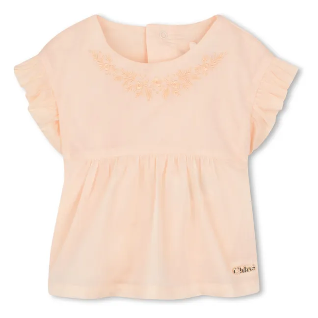 Organic cotton blouse and bloomer set | Powder pink