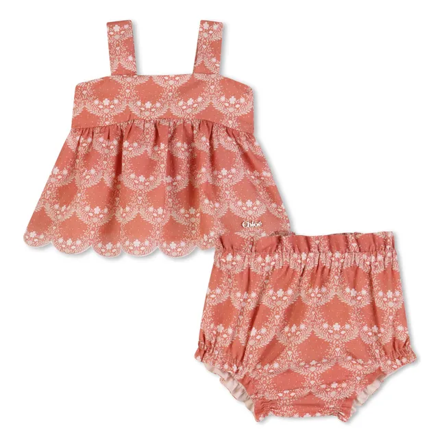 Ensemble Top et Bloomer Coton Bio | Rose pêche