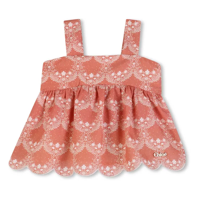 Conjunto de top y bloomer de algodón orgánico | Rosa Melocotón