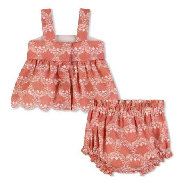 Organic cotton top and bloomer set | Peach