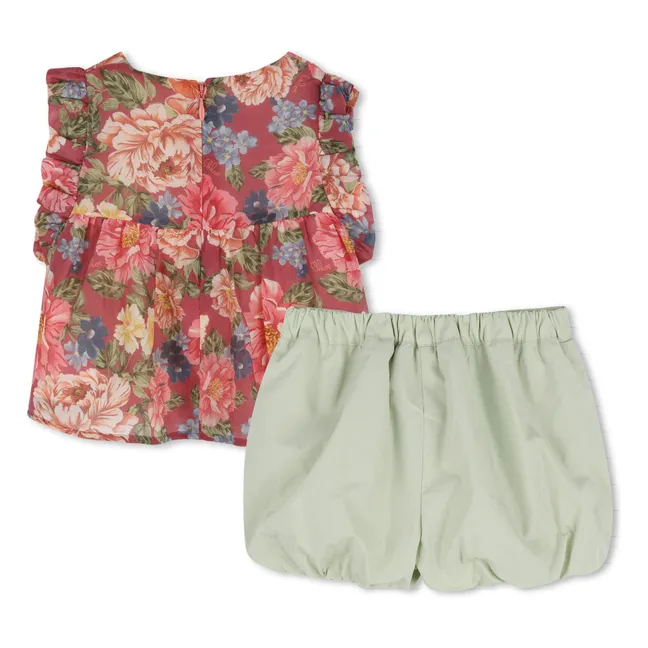 Organic Cotton Fleurie Top and Bloomer Set | Rosewood