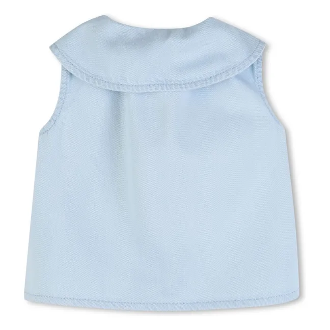 Embroidered Denim Top | Blue