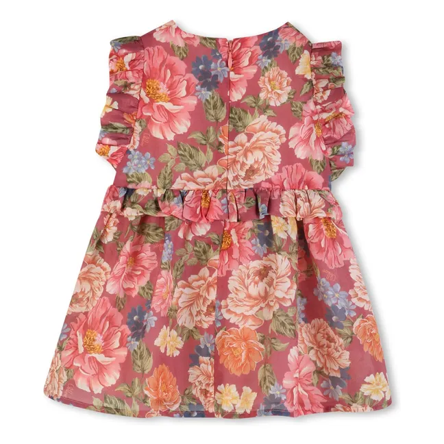 Robe Fleurie Volants Coton Bio | Bois de rose