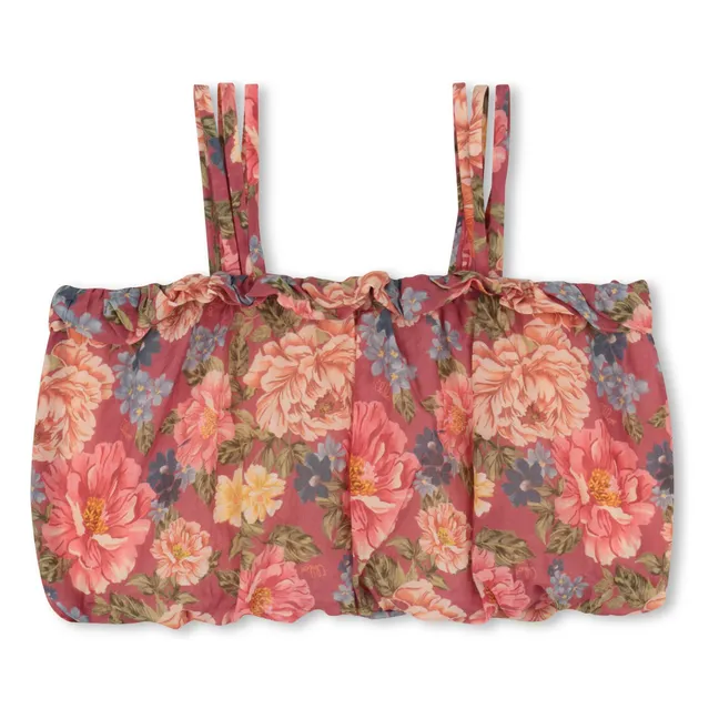 Top de flores de algodón ecológico | Rosa Viejo