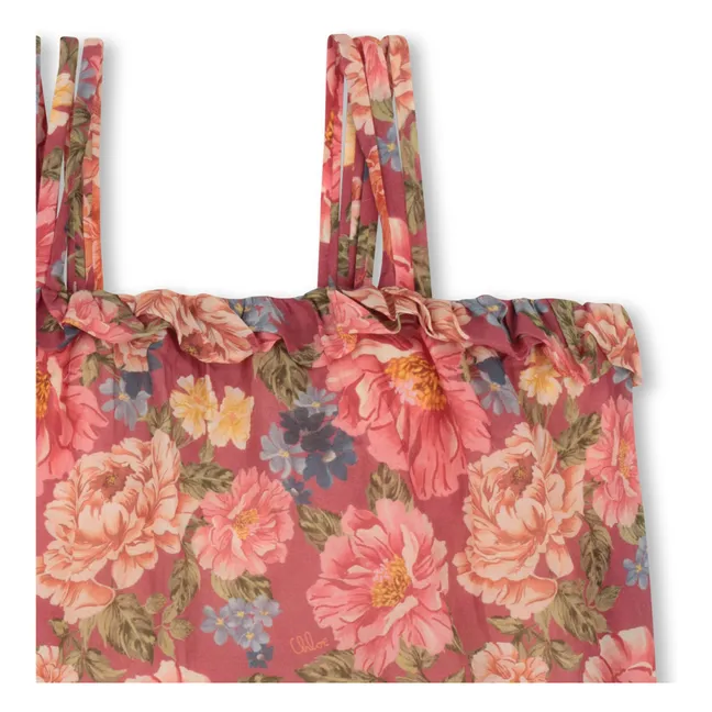 Top de flores de algodón ecológico | Rosa Viejo