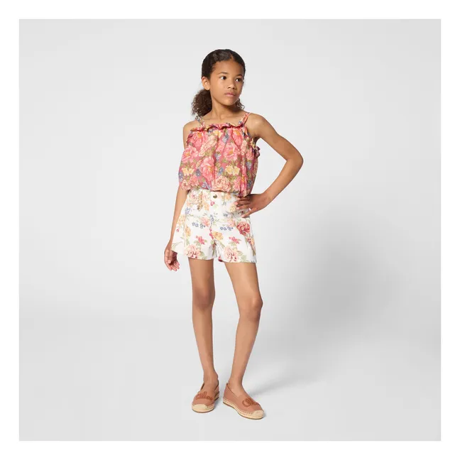 Pantalones cortos florales de algodón orgánico | Rosa