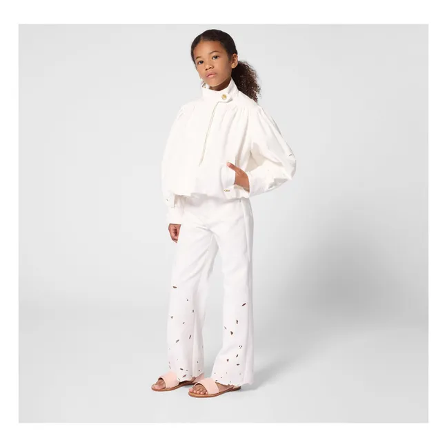 Organic cotton embroidered jacket | White