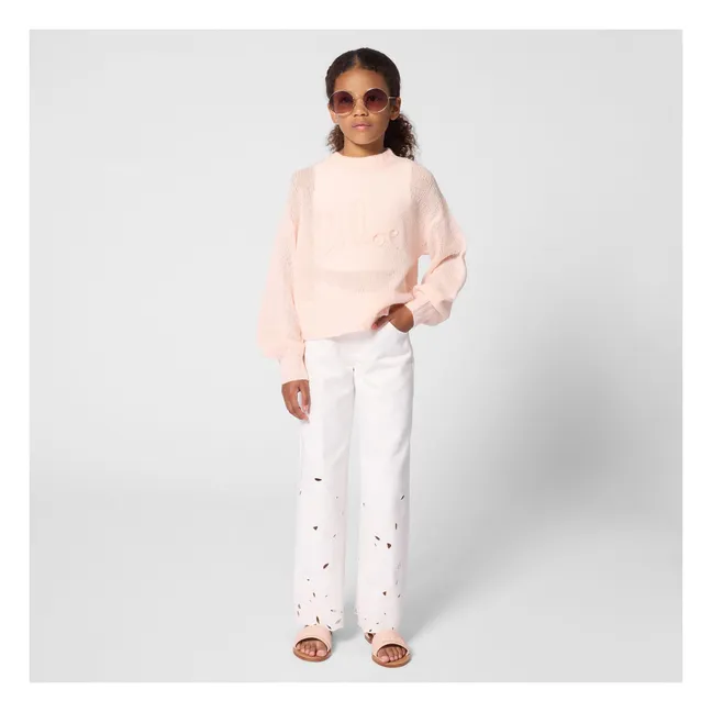 Organic cotton embroidered pants | White