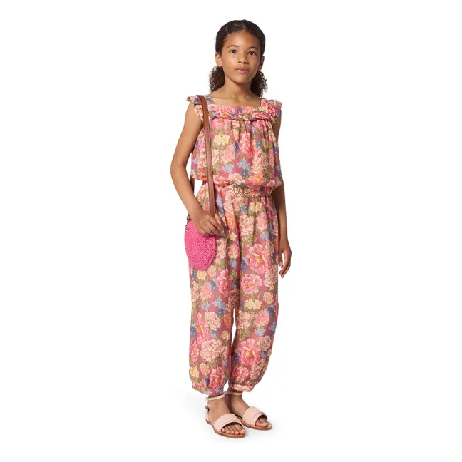 Combinaison Fleurie Coton Bio | Vieux Rose