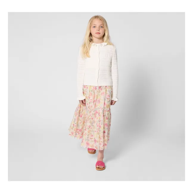 Organic cotton floral skirt | Cream