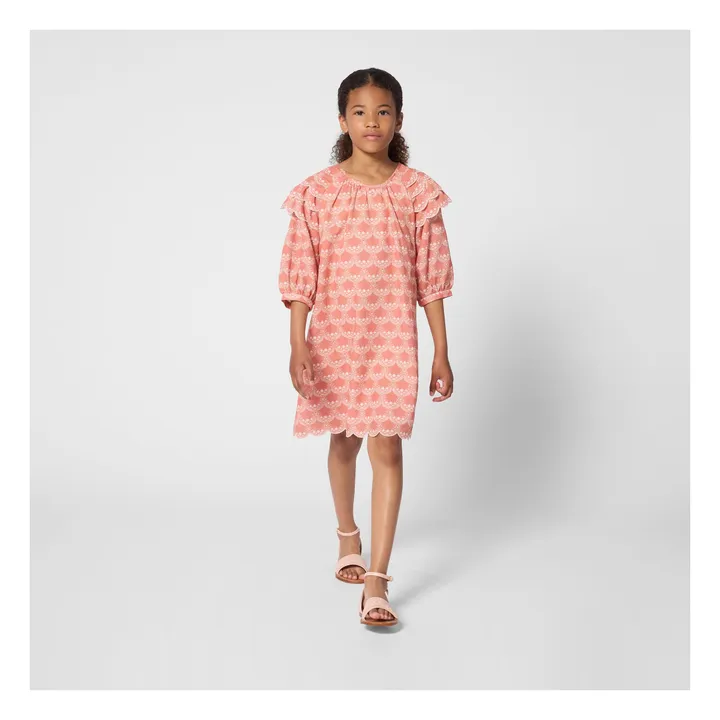 Organic cotton ruffled dress | Peach- Product image n°1