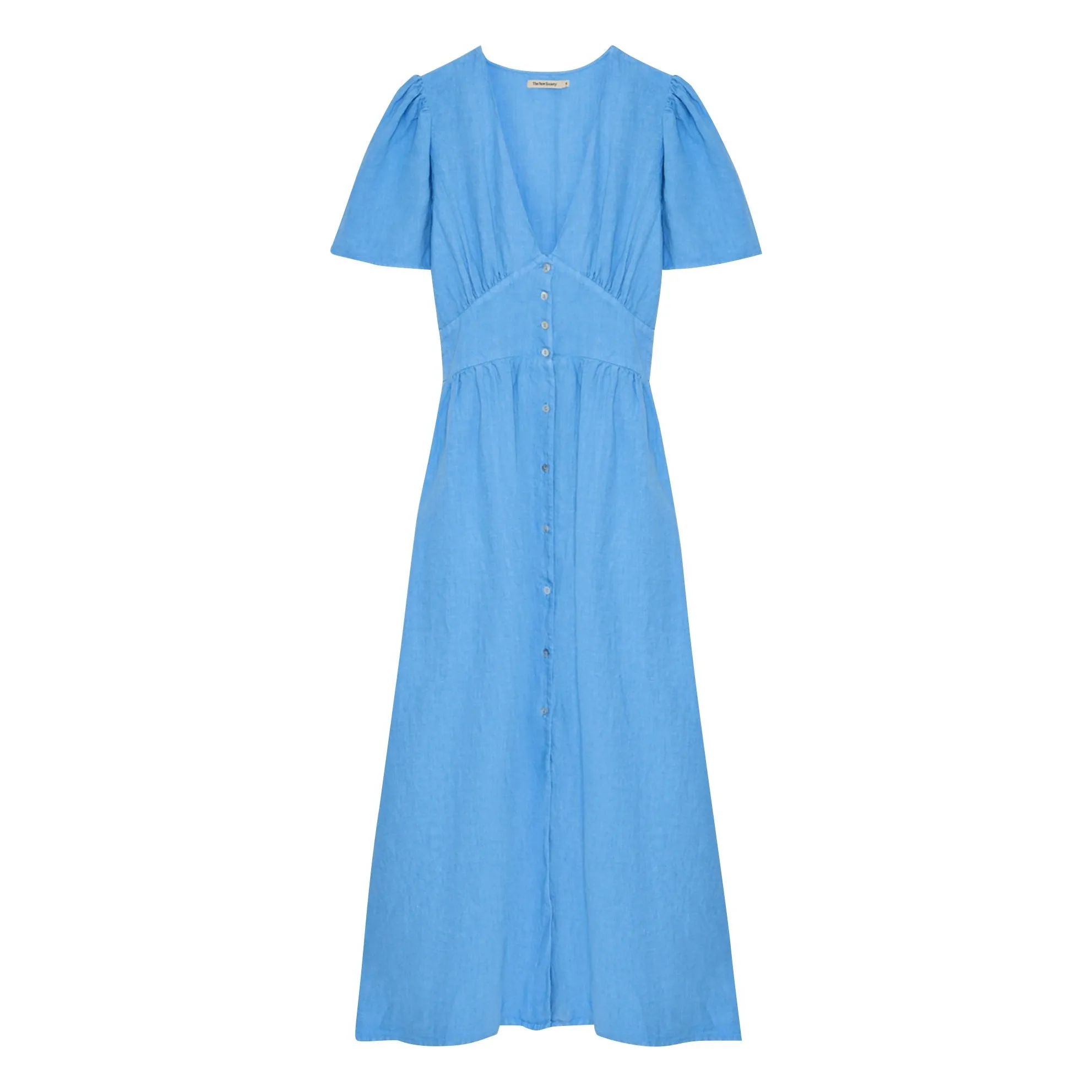 The New Society Blue Melissa Linen Dress