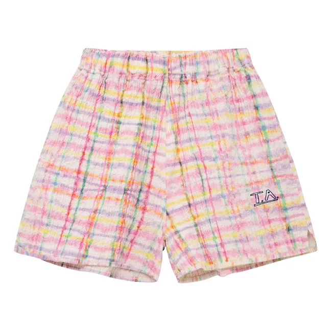 Pantalones cortos de cuadros texturizados | Violeta