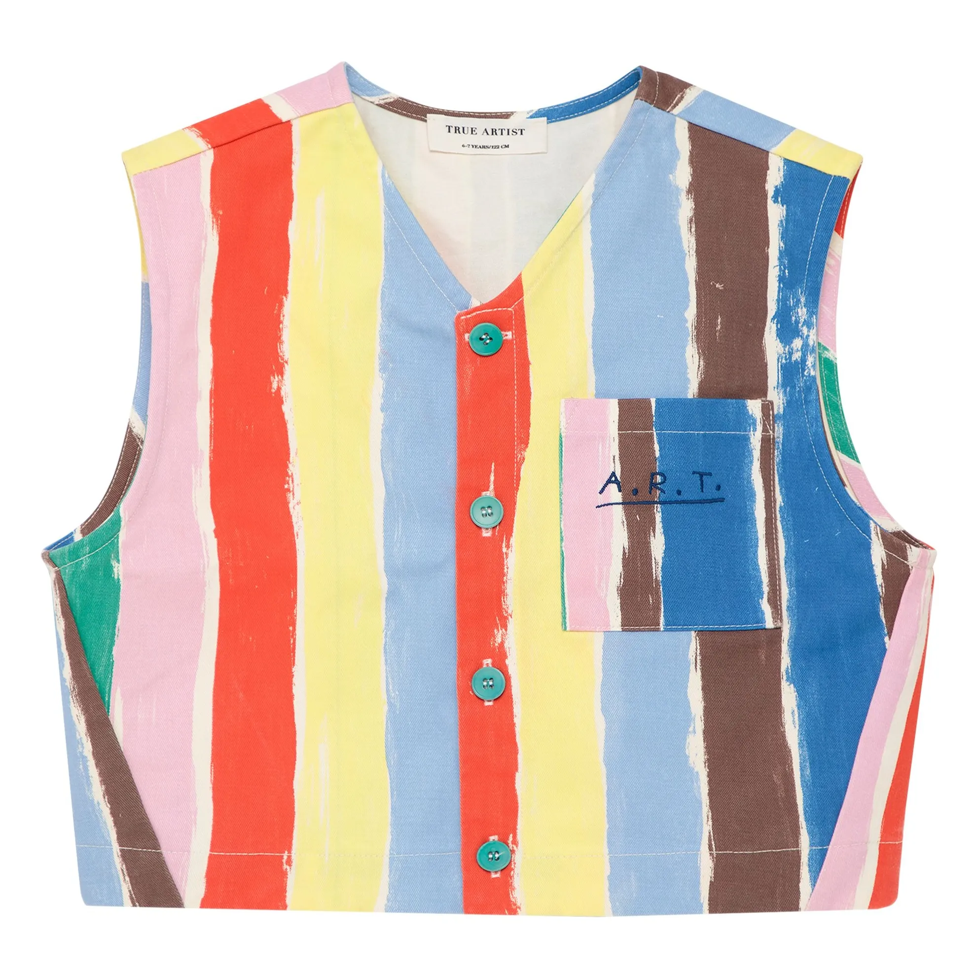 True Artist Blue Striped Sleeveless Vest