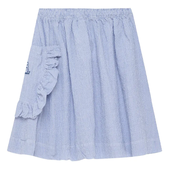 N°7 Falda Seersucker Rayas | Azul- Imagen del producto n°4
