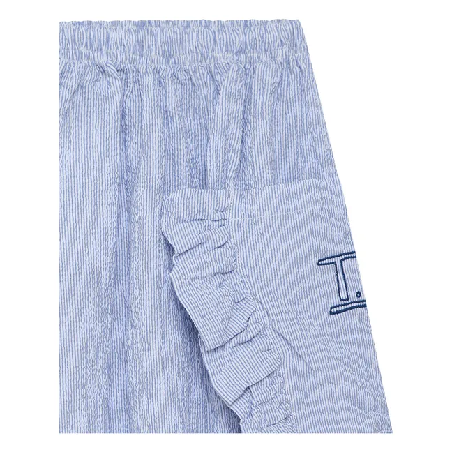 Jupe N°7 Rayée Seersucker | Bleu