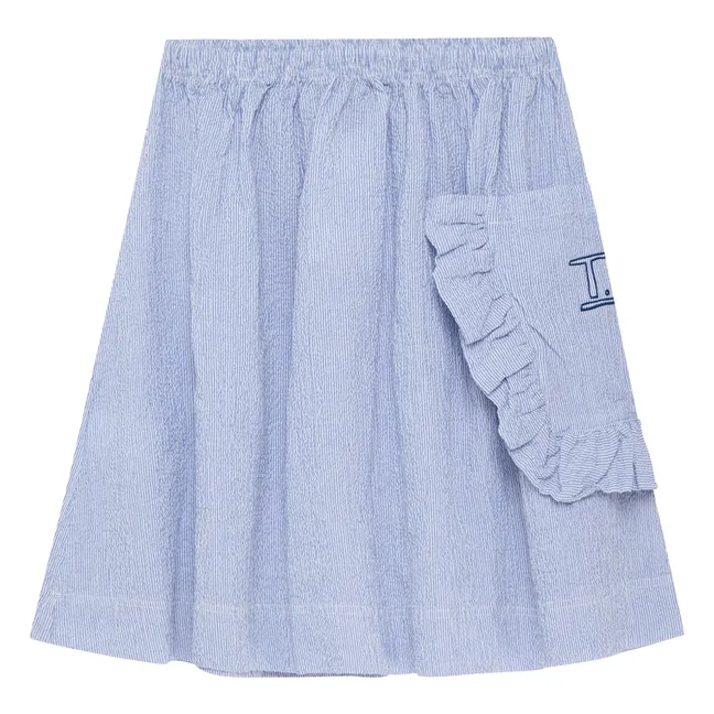 Jupe N°7 Rayée Seersucker | Bleu