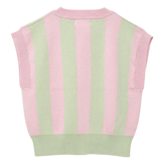 Gilet Sans Manches Rayé Coton Bio | Rose pâle