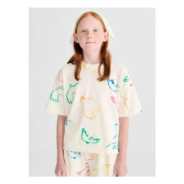 T-shirt Oiseaux Coton Bio | Ecru