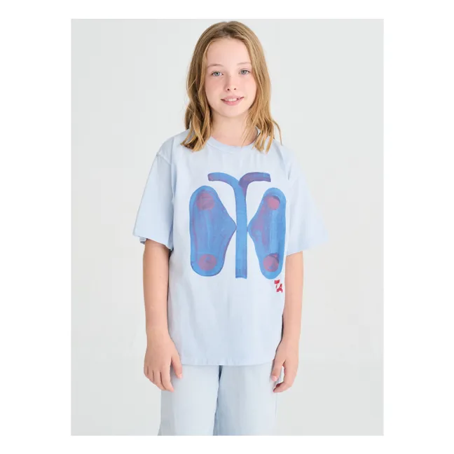 Camiseta mariposa de algodón ecológico | Azul Cielo