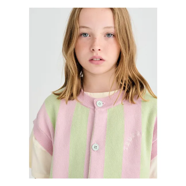 Gilet Sans Manches Rayé Coton Bio | Rose pâle