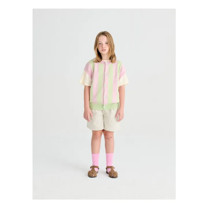 Chaleco sin mangas a rayas de algodón ecológico | Rosa Pálido- Imagen del producto n°1