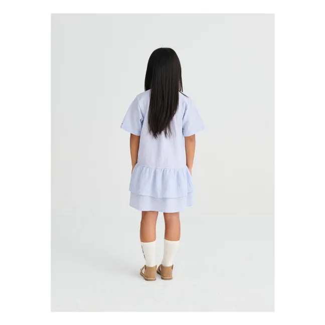 Robe N°16 Rayée Seersucker | Bleu