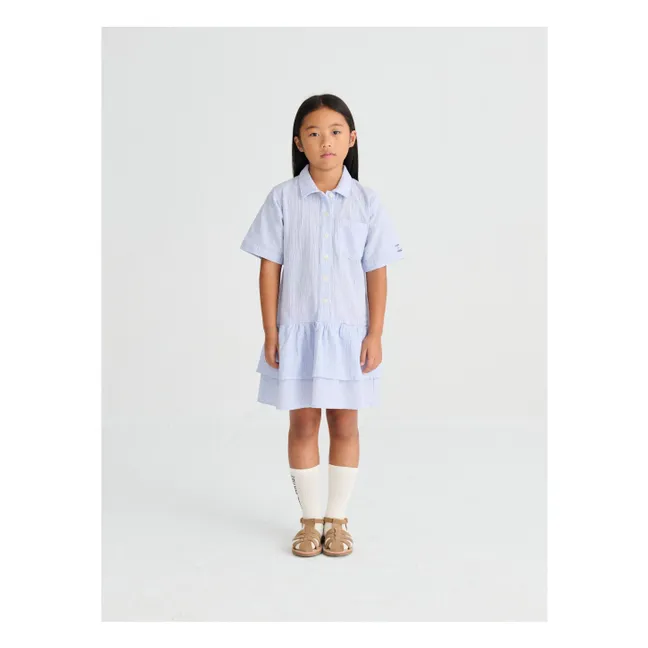 Robe N°16 Rayée Seersucker | Bleu