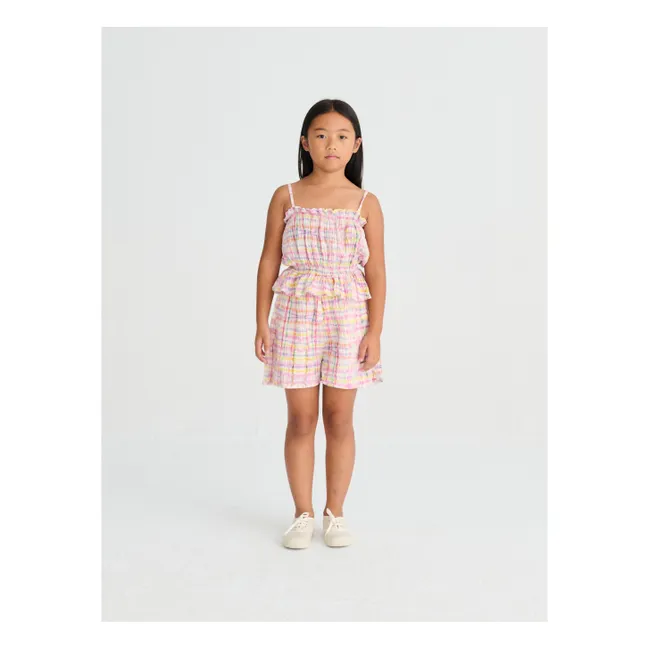 Pantalones cortos de cuadros texturizados | Violeta