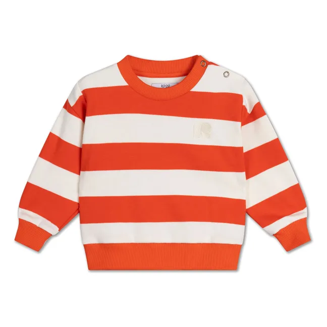 Sudadera de algodón orgánico a rayas Cozydrop | Naranja